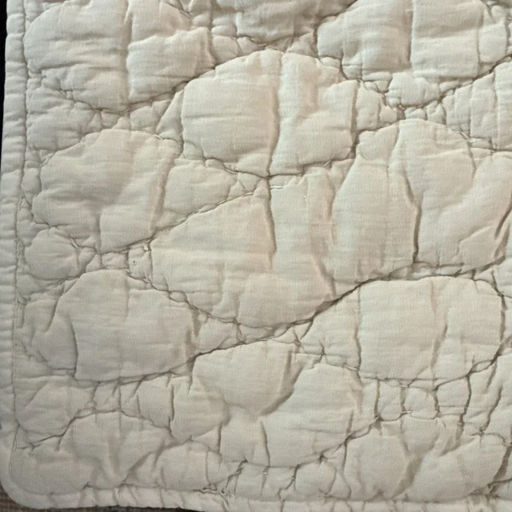 POTTERY BARN COCOON VOILE QUILTED PILLOW SHAM, Euro FLAX